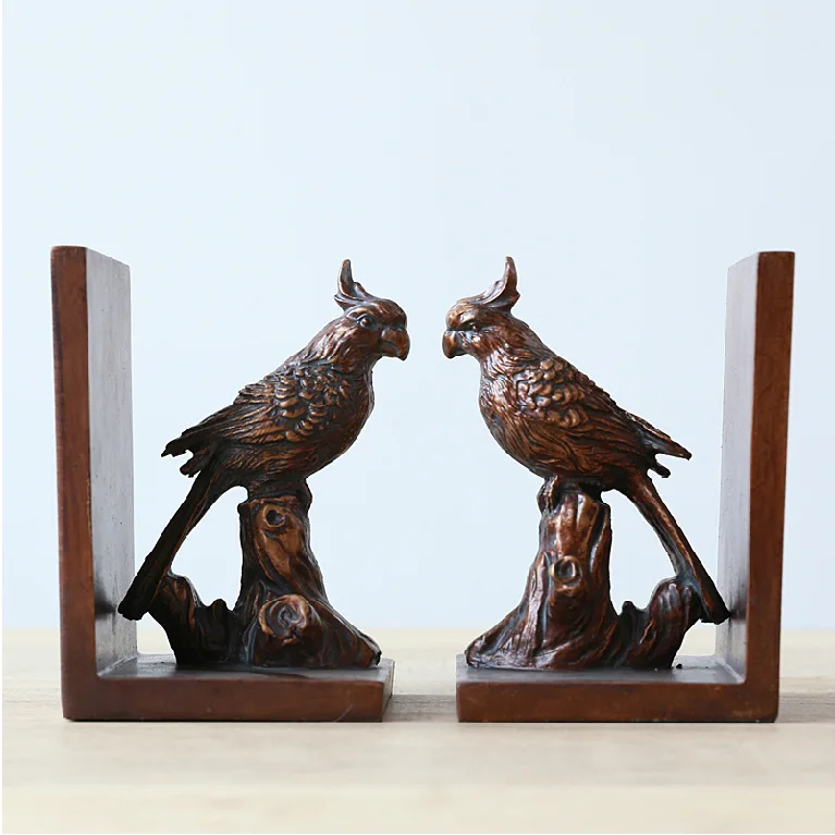 

American country home decorative arts crafts book stand bird parrot resin book block ornaments