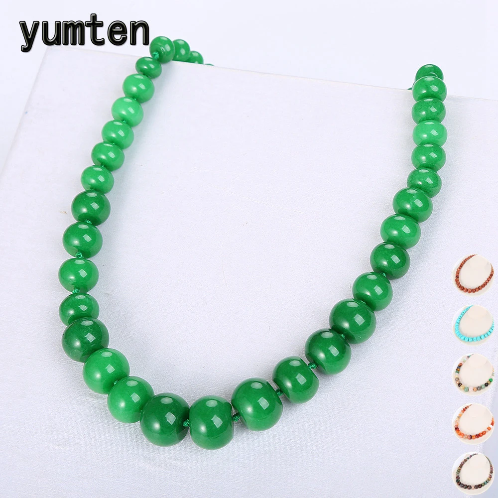 Yumten Green Jasper ожерелье бусы женские массивные ювелирные изделия натуральный камень