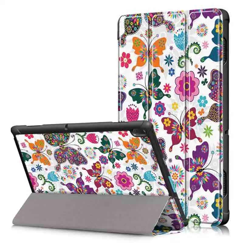 Butterfly Чехол для lenovo Tab E10 TB-X104F чехол с милым принтом трехслойный Магнитный чехол Tab E10 E 10X104 X104f Tablet release 10,1" - Цвет: Butterfly