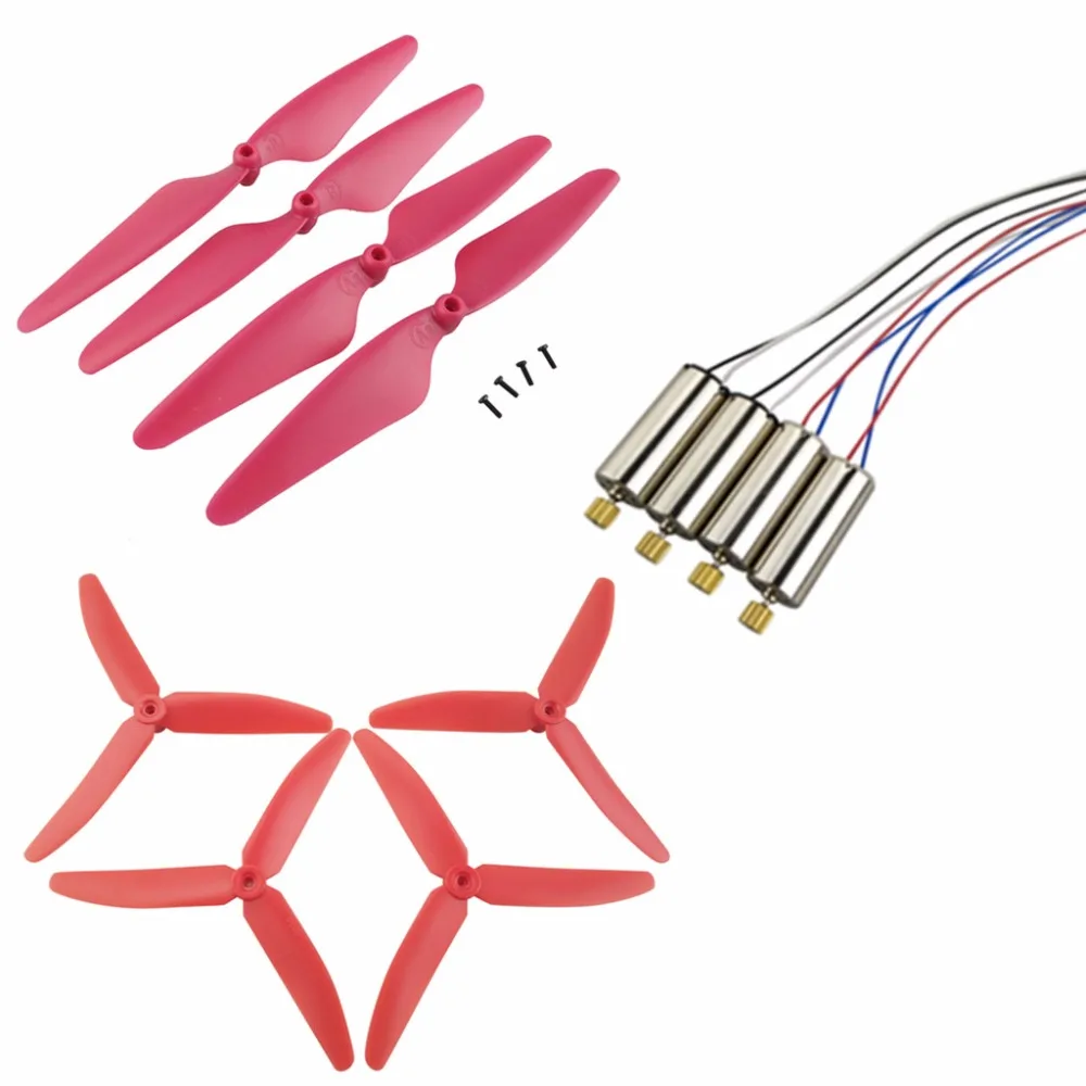 

Upgrade accessories 4PCS 3 leaves & 2 leaves Blades and 4PCS motor for Hubsan X4 H502S H502E H502T H507A H216A RC Helicopter-Red
