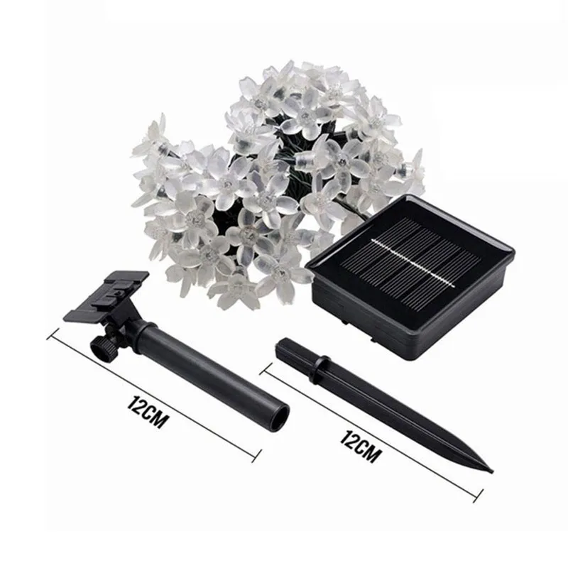 50 светодиодов Цветок персика Солнечная лампа 7 м мощность светодиодная гирлянда