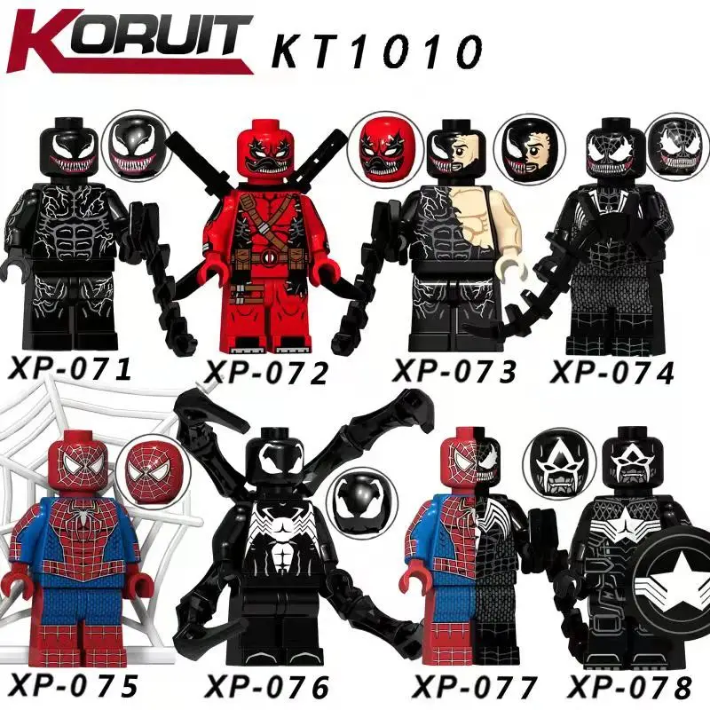 8 шт. яд Legoings человек паук мертвый фильм цифры монстр супер Hero Marvel Кирпич