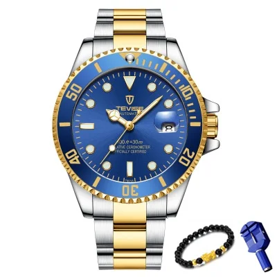 Blue Jianjin TEVISE, модные мужские часы, Топ бренд, роскошные повседневные кварцевые часы, мужские водонепроницаемые спортивные часы из нержавеющей стали, Relogio Masculino - Цвет: Blue Jianjin