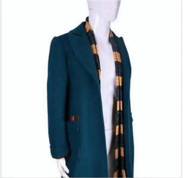 Мужские настроить длинный зеленый Нагрудные полушерстяные Тренч пальто Верхняя