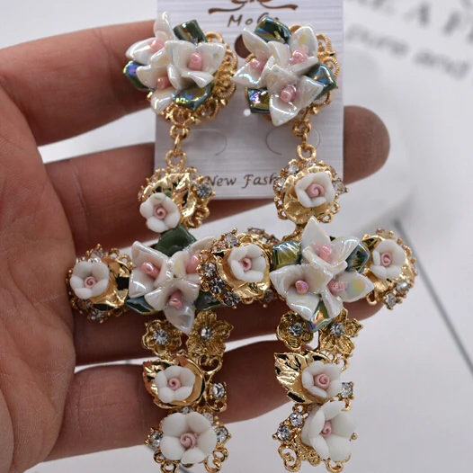 Серьги подвески большого размера в стиле барокко женские винтажные массивные