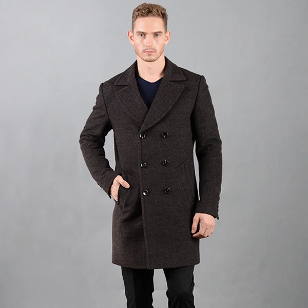 JACK-LLEEN Brand Winter Wool Long Coat Jacket Double Breasted Casual Fashion Section Turn-down Collar Cotton Liner J8573M | Мужская
