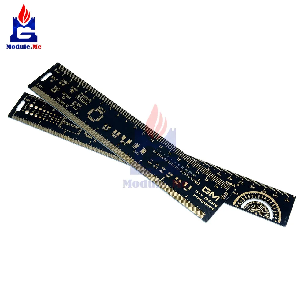 1 комплект 15 см 20 см 25 см PCB линейка Многофункциональный измерительный инструмент резистор микросхема конденсатора IC SMD диодный транзистор посылка 180 градусов