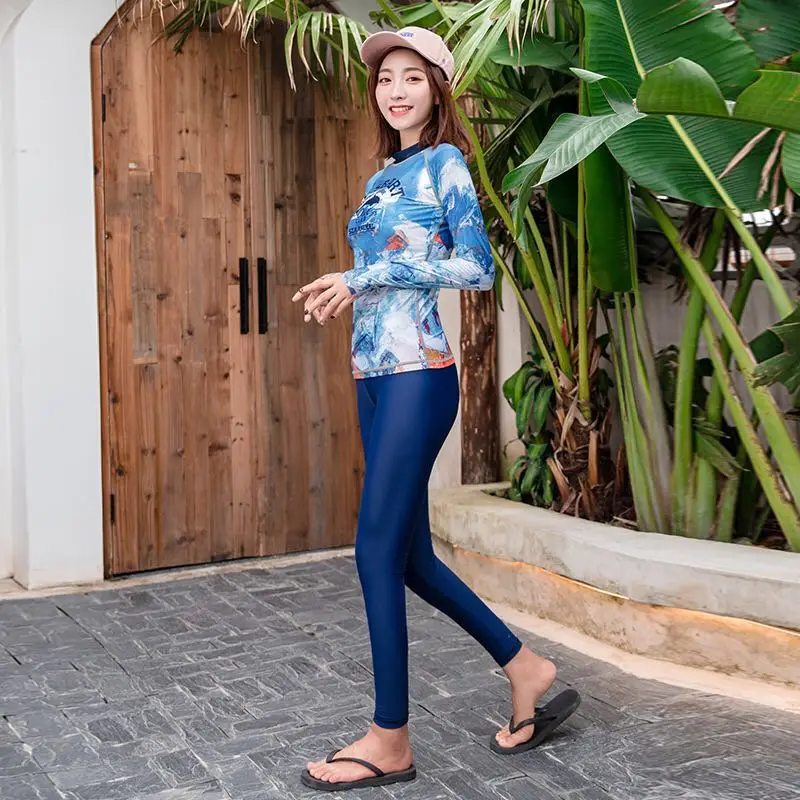 2021 New Rash guard sun protection Diving Long Sleeve Swimsuit High Quality Rashguard For women Wetsuit surfing shirt sleeve | Женская