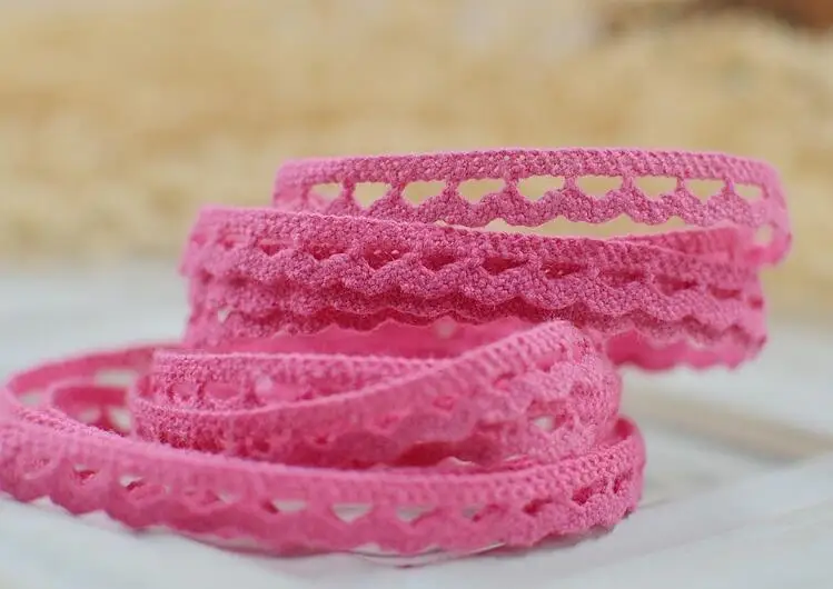 10 метров 7 мм розовый Roseo крючком кружева ленты вязать Craft украшения отделка хлопок кружевной ткани
