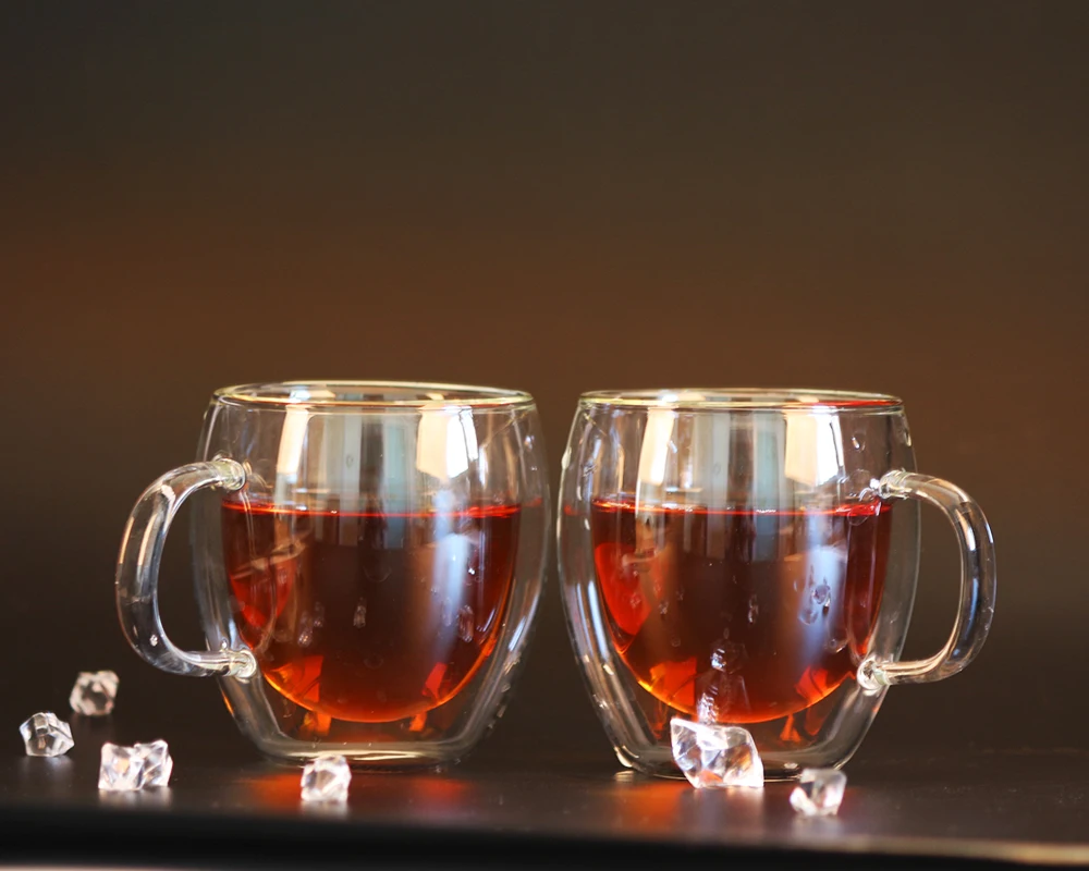 Стеклянная чашка двойные кофейные кружки с ручкой чашки для напитков