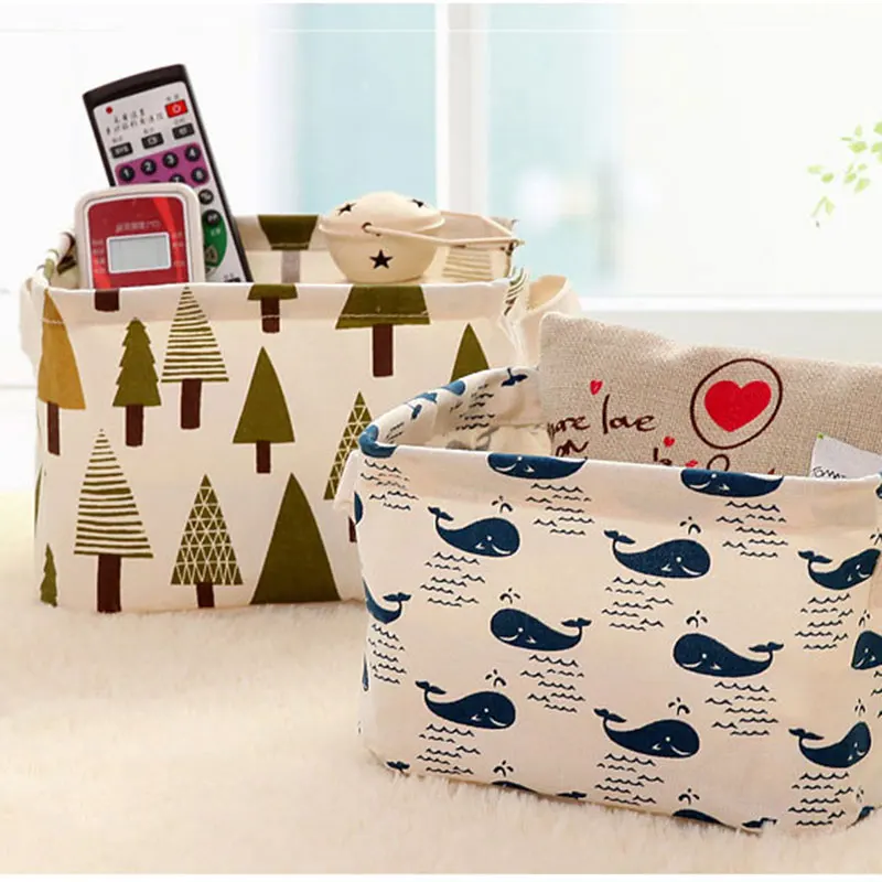 Домашний Ящик для хранения органайзер одежды из хлопка и льна складной офисный