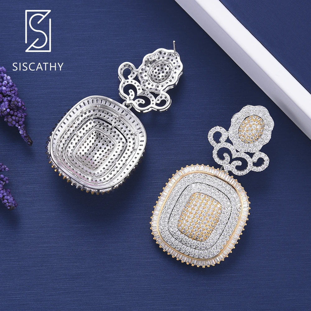 SISCATHY 2019 Новые Роскошные AAA кубический цирконий большой квадратный кулон Висячие