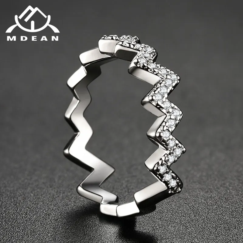 Кольца MDEAN белого золотого цвета для женщин, круглые свадебные, прозрачные AAA цирконы, ювелирные изделия Bague Bijoux, размер 6-10, R1021.