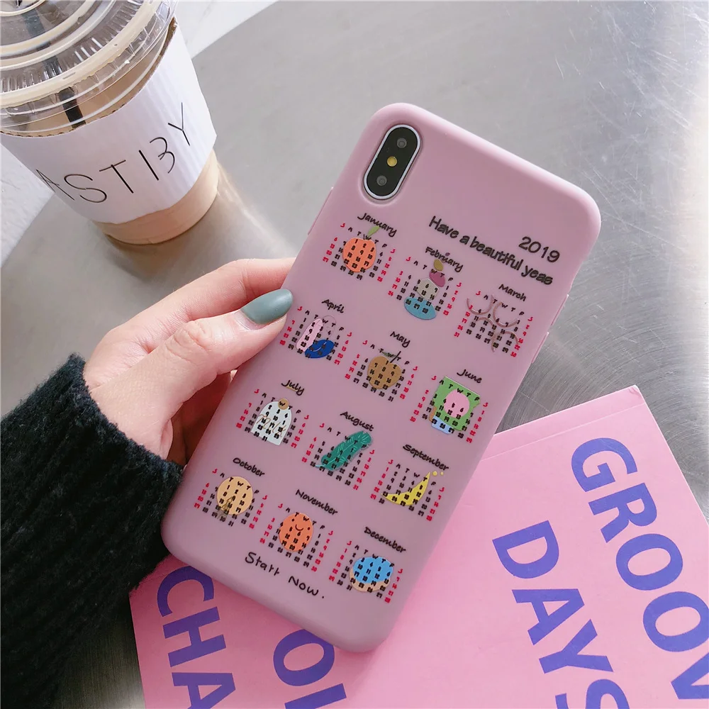 Case For iPhone XS XR Max 7 8 6S 6 Plus Luxury Cute English Calendar Phone Cases X Soft TPU Silicone Cover |