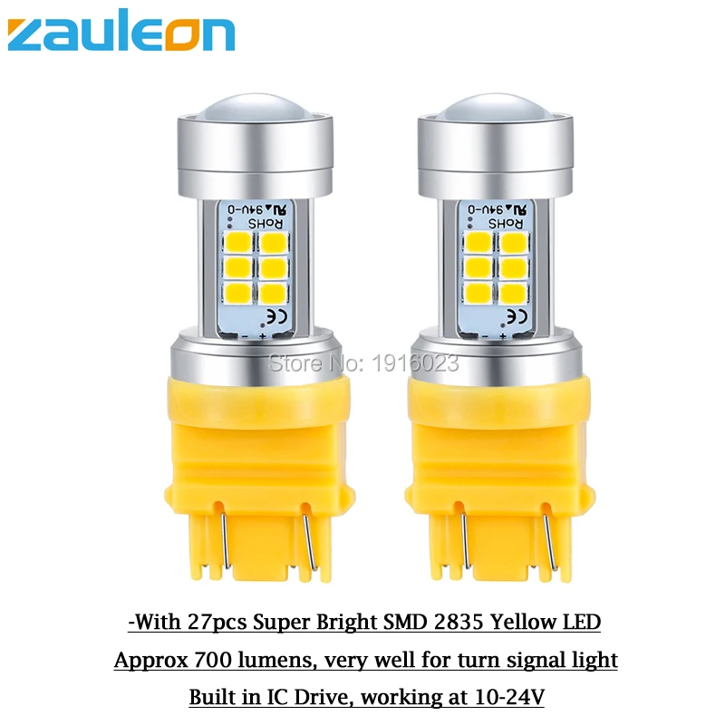 Zauleon 2 шт. светодиодный светильник для автомобиля T25 3157 P27/7W 3156 P27W желтый с