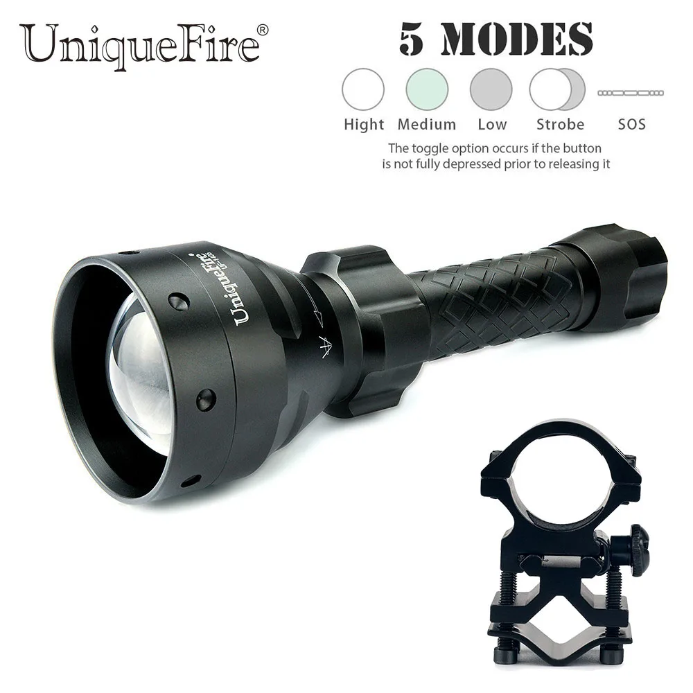 UniqueFire UF 1405 импорт XML T6 лампа факел 1200 лм Белый свет Zoom Focus 18650 фонарик + крепление к