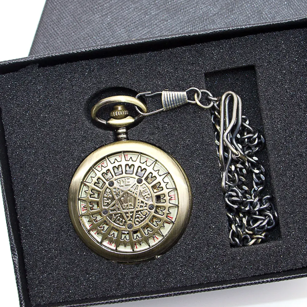 Большие часы Lucky Star Design Механические карманные винтажные с цепочкой Fob для мужчин