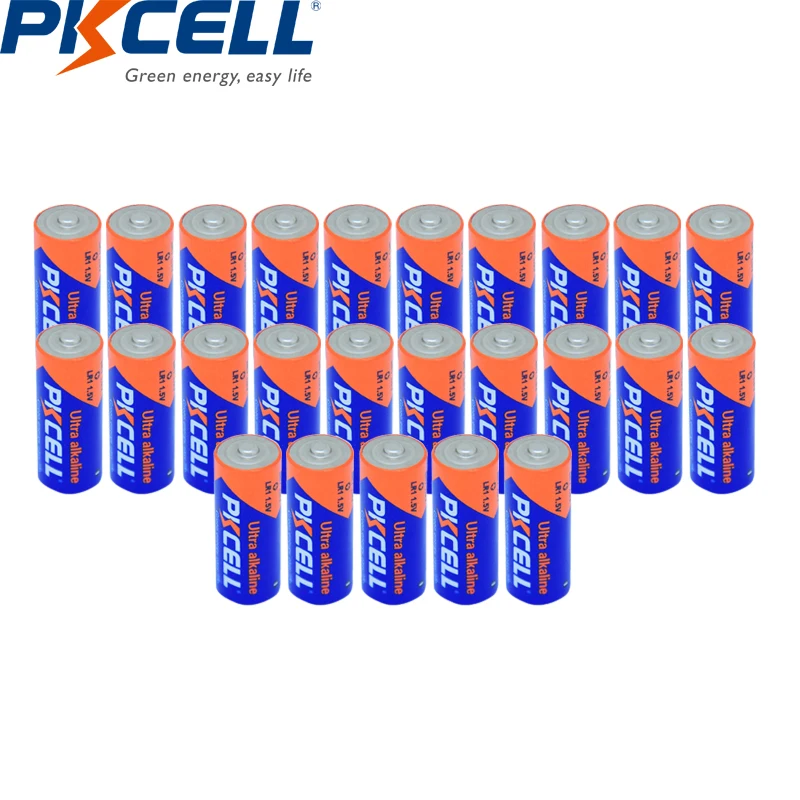 Щелочные батареи PKCELL E90 N LR1 MN9100 910A 1 5 в Размер 25 шт. сухие и первичные для