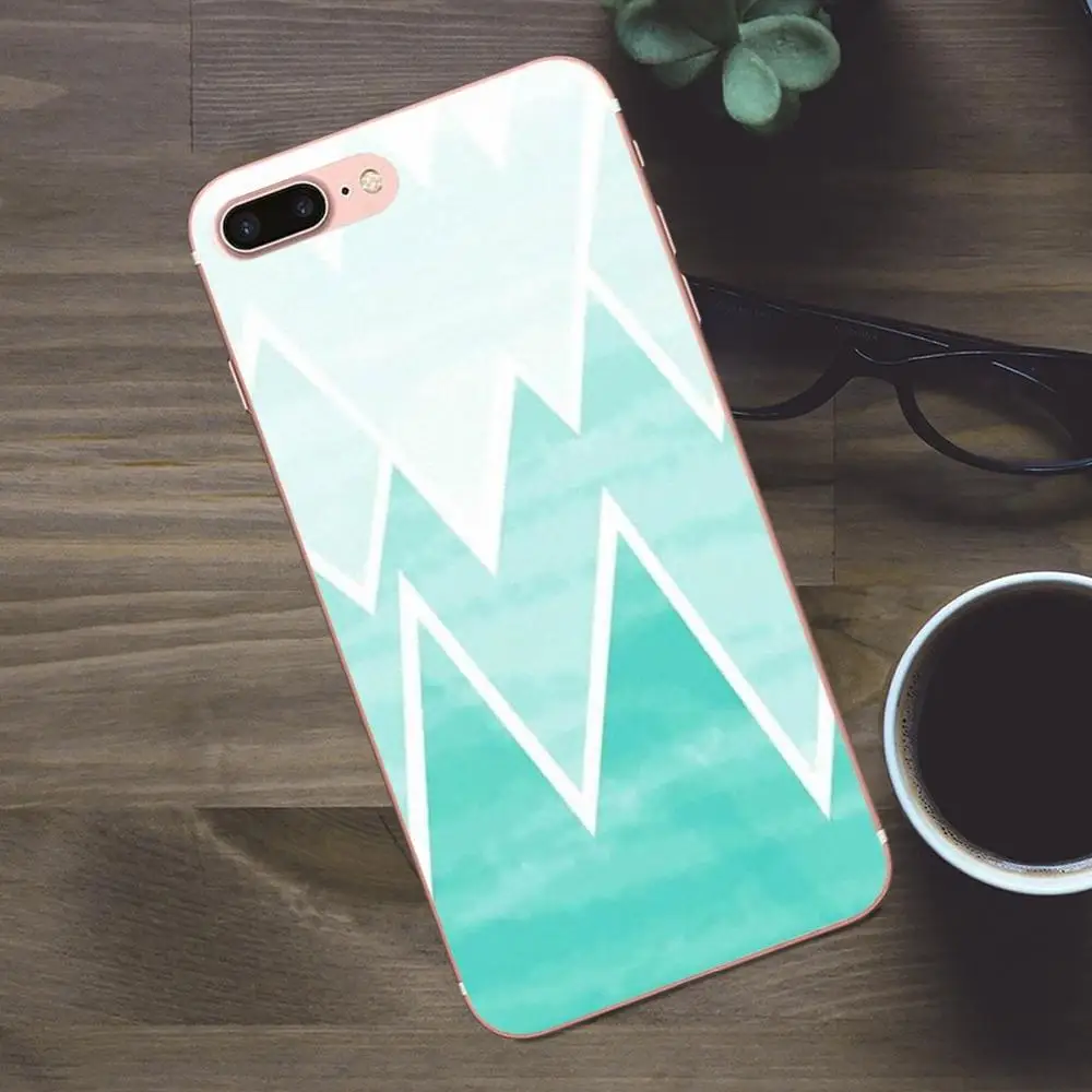 Bixedx мятно-синий зигзаг шеврон мягкий для Apple iPhone 4 4S 5 5C SE 6 6S 7 8 Plus X Galaxy A3 A5 J1 J2 J3 J5 J7 2017