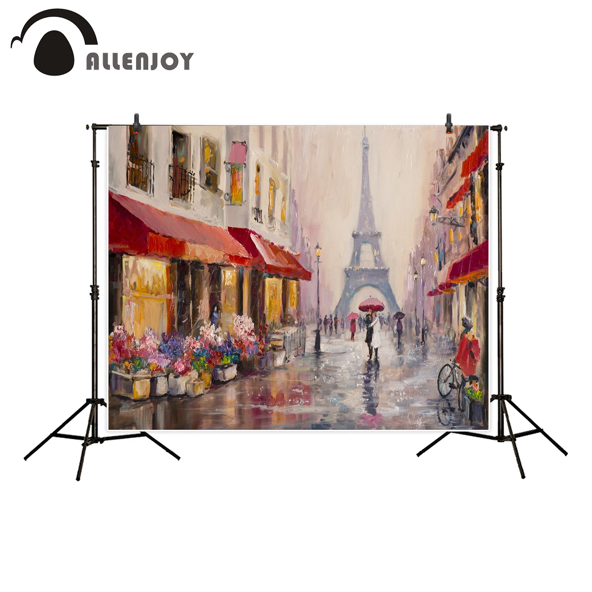 

Allenjoy backdrop for photo studio love in Paris Tower small town flower oil painting photography background