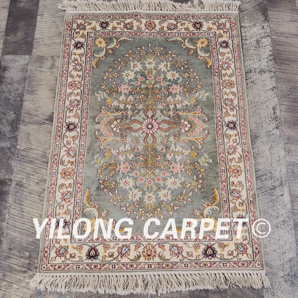 Ковер YILONG 2 &quotx 3&quot Кашан фарсированные ковры ручной работы тонкий светло-зеленый