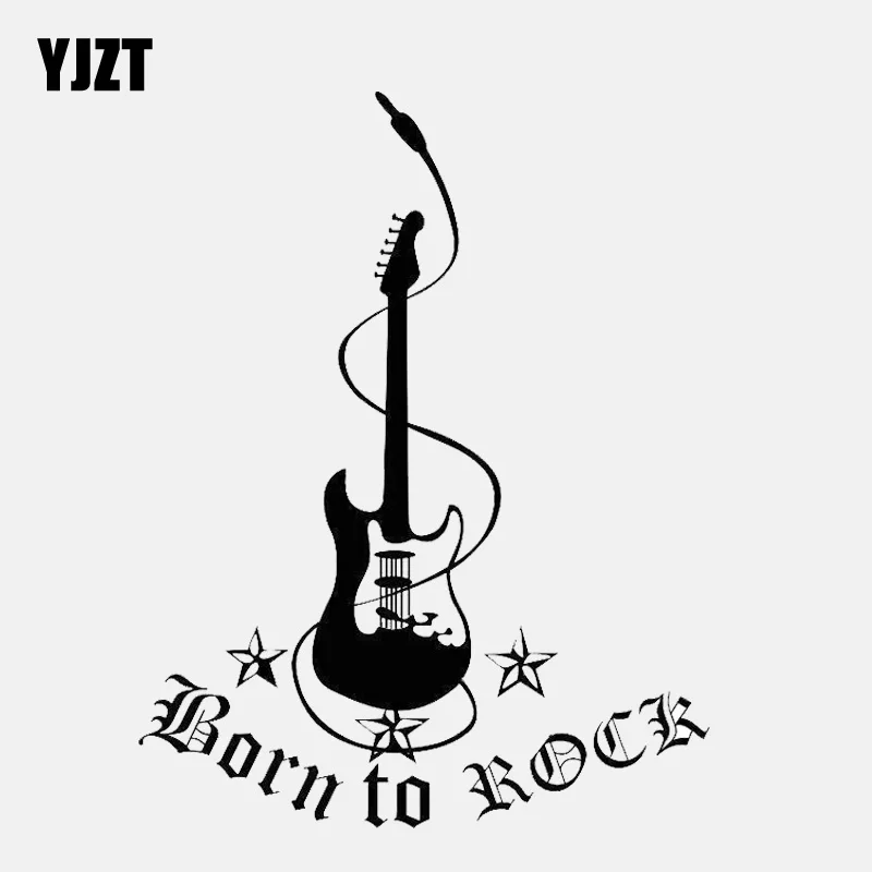 

YJZT 12.2CM*15.7CM Personality Guitar Born To Rock Vinly Motorcycle Car Sticker C22-0572