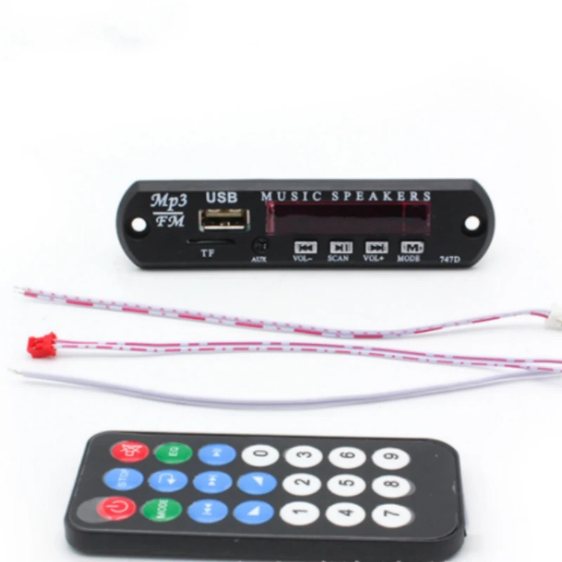 DC 12V блок питания Micro USB TF Радио MP3 декодер аудио доска для автомобиля дистанционного музыкального динамика
