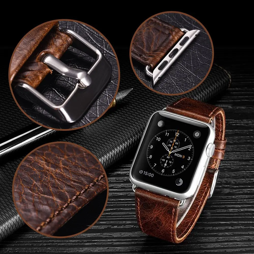 Genuine Leather Strap for Apple Watch Band 38mm 42mm Series 1 2 3 Watchband Straps Bracelet Belt Mens iwatch Watchbands New |