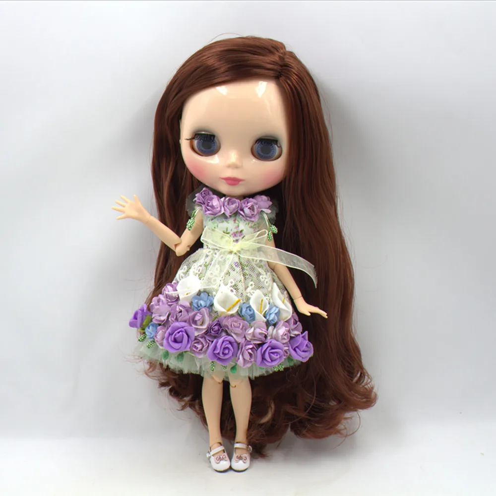 Наряды для куклы блайз фиолетовое платье с цветами костюм 1/6 azone BJD icy dbs | Игрушки и