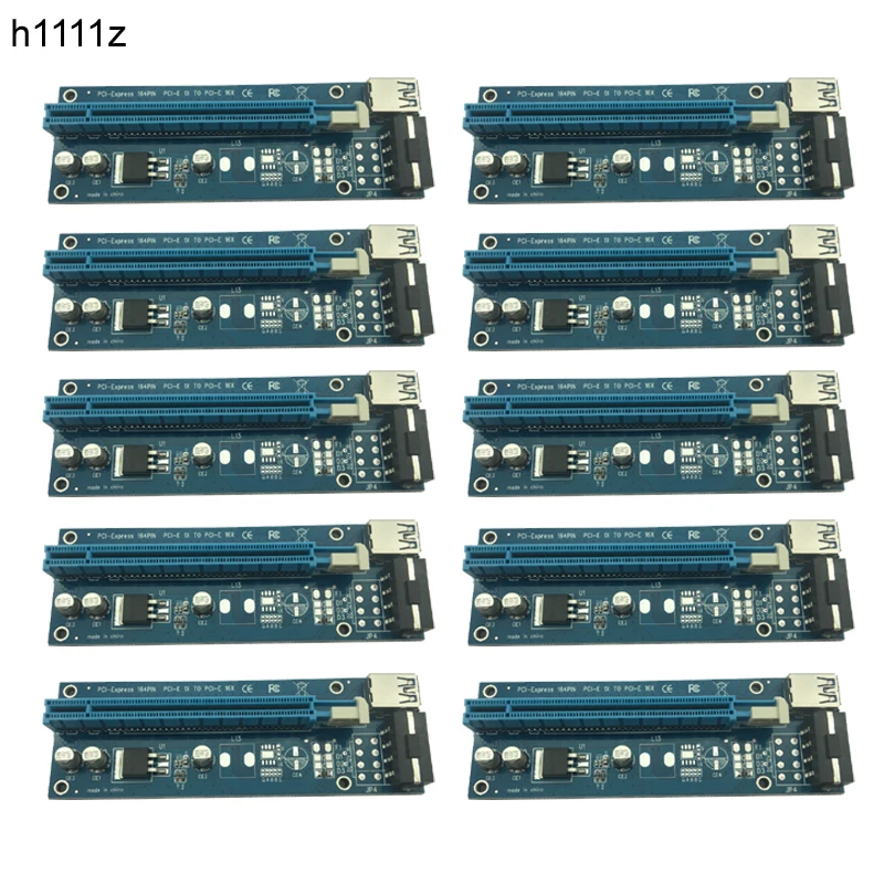 10 шт. 60 см USB 3.0 PCI E Express 1x до 16x райзер карта с кабелем питания SATA 15pin 4pin для майнинга