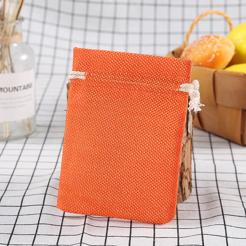 50PCS 10x14cm Vintage Natural Burlap Jute Gift Bags Christmas Candy Bags Wedding Favor Packaging Pouch Drawstring Jewelry Bags