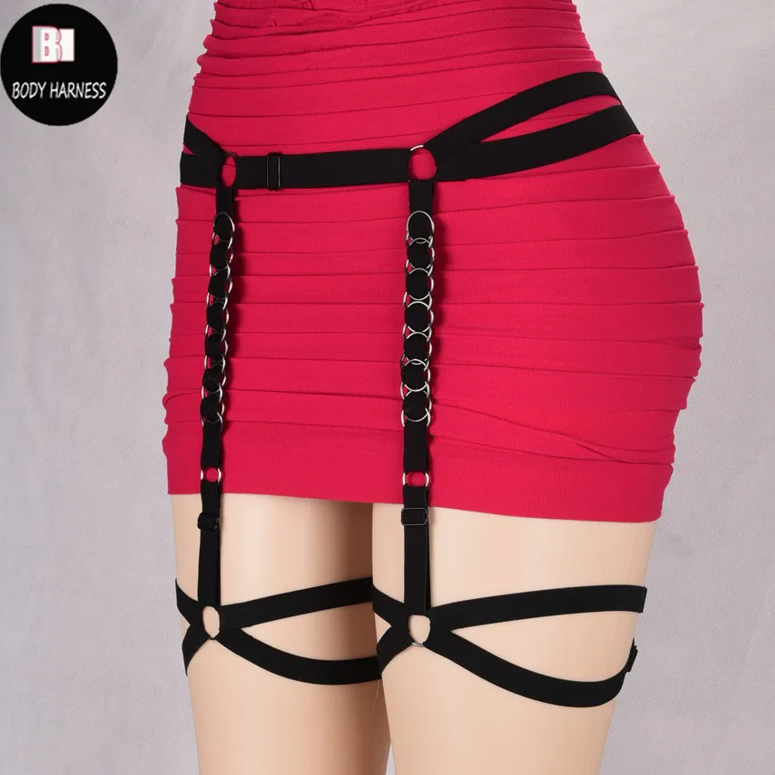 Сексуальное женское нижнее белье пояс для чулок в стиле панк портупея тела