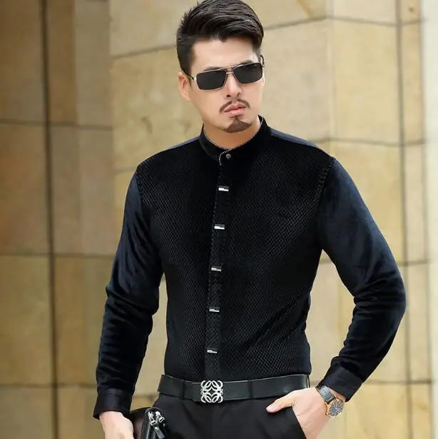 Человек Термальность рубашки для мальчиков на осень зиму со стоячим воротником