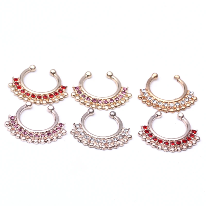 Модное кольцо для носа искусственная перегородка кликер не пирсинг зажим на тело