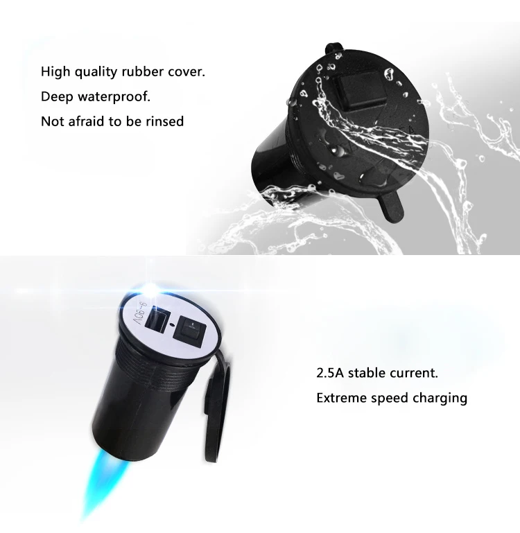 Водонепроницаемый мотоцикл руль зарядное устройство 12 в USB зарядное гнездо питания 2.5A Быстрая зарядка переключатель питания для телефона gps MP4 плеер