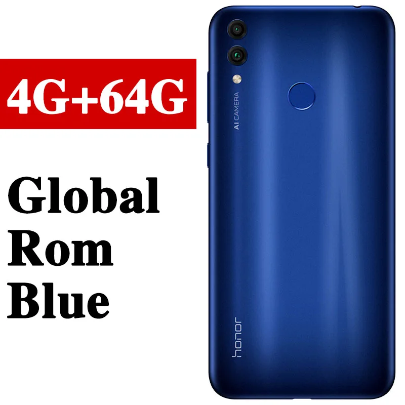 4G 64G Blue Глобальная прошивка поддержка HONOR 8C 6,26 дюймов Snapdragon 632 Octa Core 4000 мАч 3 карты VoLTE Face ID полный Экран мобильного телефона из закаленного стекла - Цвет: 4G 64G Blue