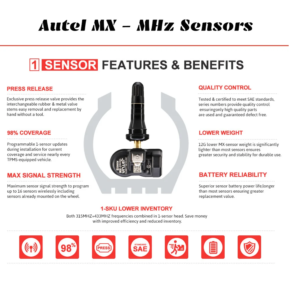Новые autel MaxiTPMS PAD TPMS сенсор Программирование аксессуар устройства и autel 2 в 1 mx-сенсор 433 МГц 315 МГц Универсальный программист