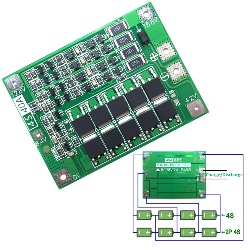 

5PCS 4S 40A Li-ion Lithium Battery 18650 Charger PCB BMS Protection Balanced Board For Drill Motor 14.8V 16.8V Lipo Cell Module