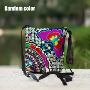 Этническая женская сумка через плечо с вышивкой в виде пионов, сумка-тоут, произвольный цвет, Лучшая распродажа-WT