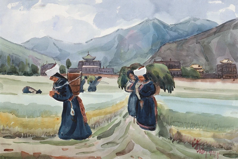 

scenery canvas prints landscape modern Chinese artist masterpiece poster picture art Chinese countryside view by Han Leran