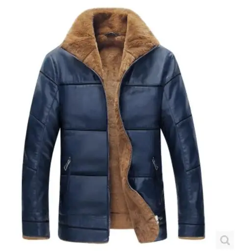 L-8XL,, Новая зимняя мужская одежда, повседневная меховая кожаная куртка, хлопковая стеганая куртка размера плюс, бархатное утепленное кожаное пальто