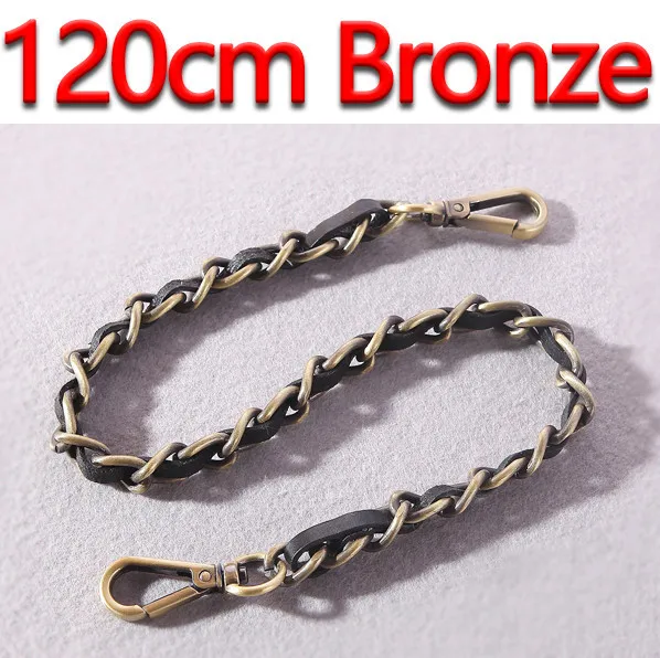 120cm Bronze DIY 40 см-140 см черный кожаный кошелек ручки 11 мм Замена Металл золото, серебро, бронза, пистолет черный цепи сумка ремни - Цвет: 120cm Bronze