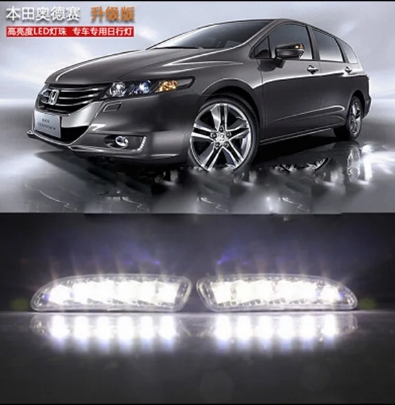Один комплект автомобиля бампер свет для Honda Odyssey дневной свет HRV автомобильные аксессуары 2009~ 2014y светодиодный DRL фары для Odyssey противотуманные фары