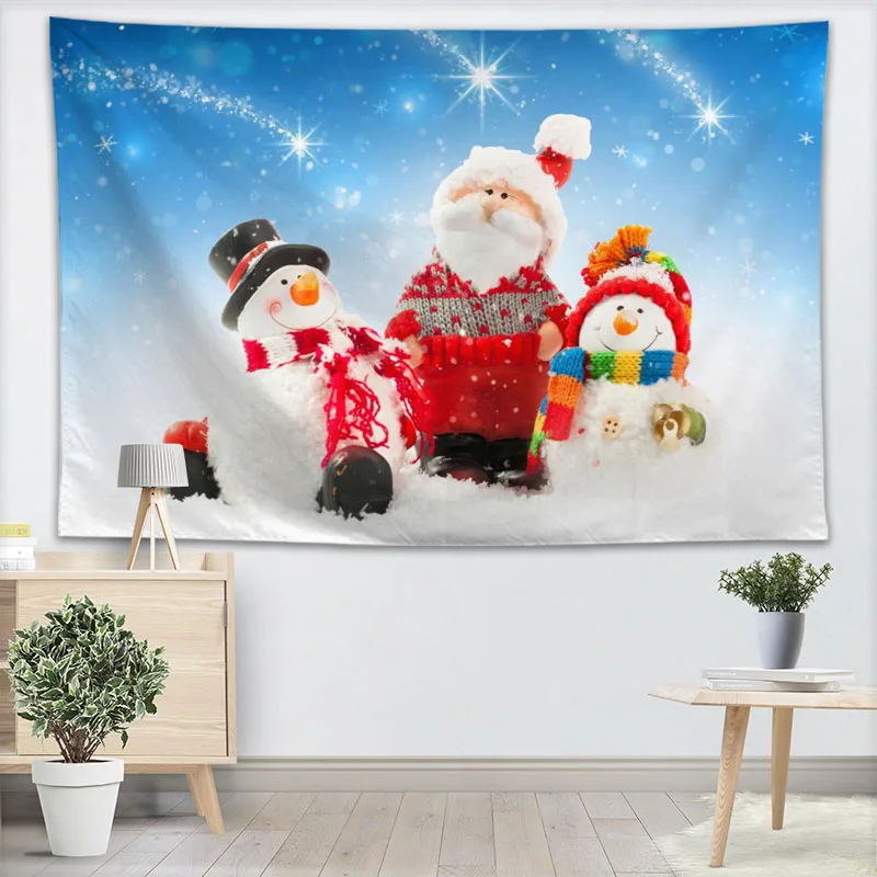 

Custom Christmas Snowman Wall Tapestry Home Decoration Wall Carpet Rectangular Modern Printing Fabric Yoga Mat Blanket Tapestry