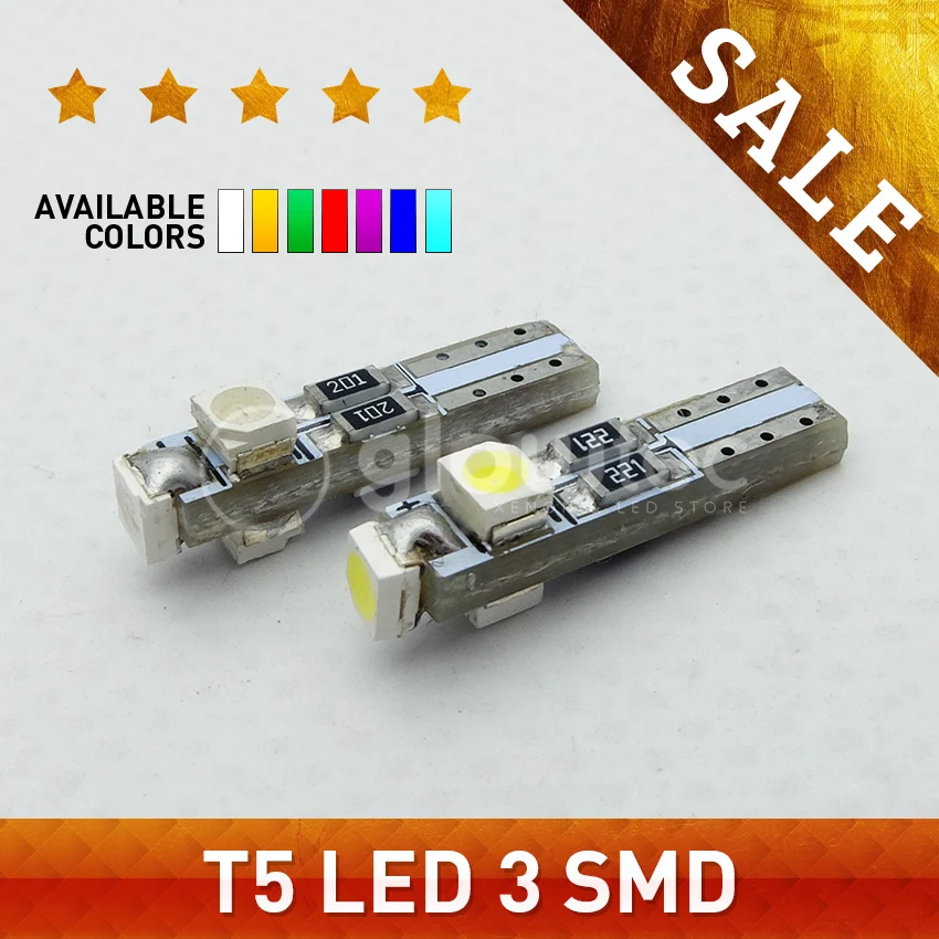 1 шт. автомобильная светодиодная лампа 12 В постоянного тока T5 74 17 0 5 Вт 3SMD 1210/3528 3 smd