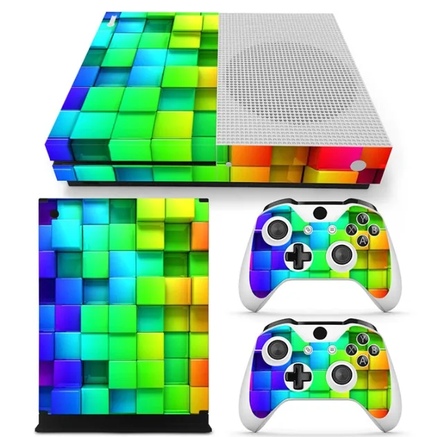 Красочные Съемный Виниловые наклейки кожи для Xbox One S консоли+ 2 шт. контроллер Cover всего тела - Цвет: TN-XboneS-0722