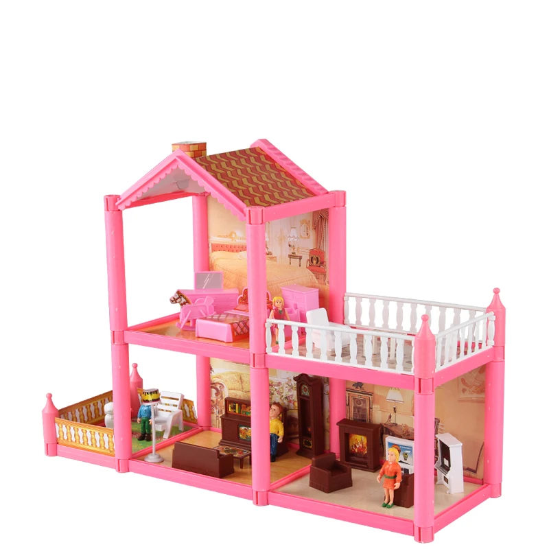 

DIY Doll House toys for children toys plastic villa dollhouse with furniture bedroom miniatures assembly toys kids gift