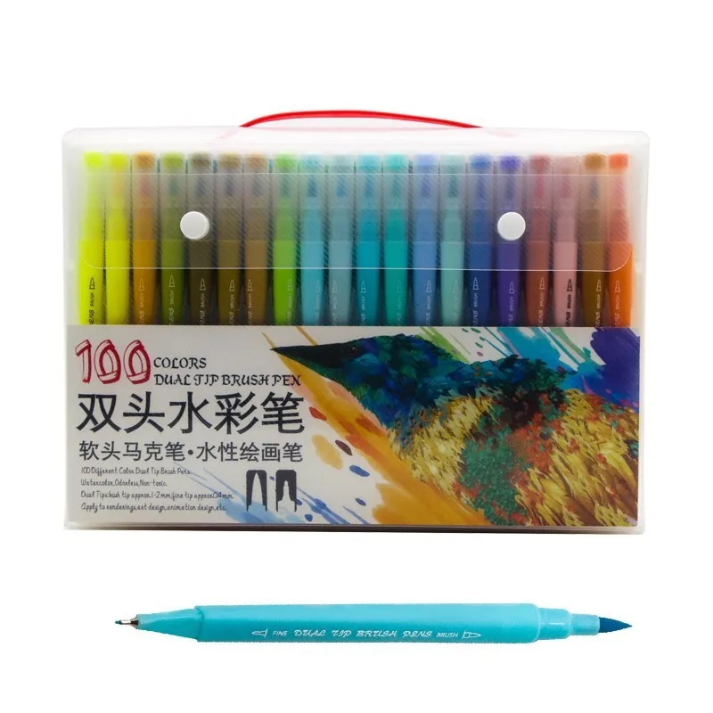 

Watercolor Art Markers 48 60 72 100Colors Set Fine Liner Dual Tip Brush Pen Drawing Painting Manga For Art Supplies Calligraphy