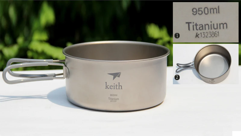 Keith походная посуда, титановые горшки, набор для кемпинга, путешествий, охоты, туризма, пикника, кухонная утварь, легкая Ti6016 w/Сетчатая Сумка