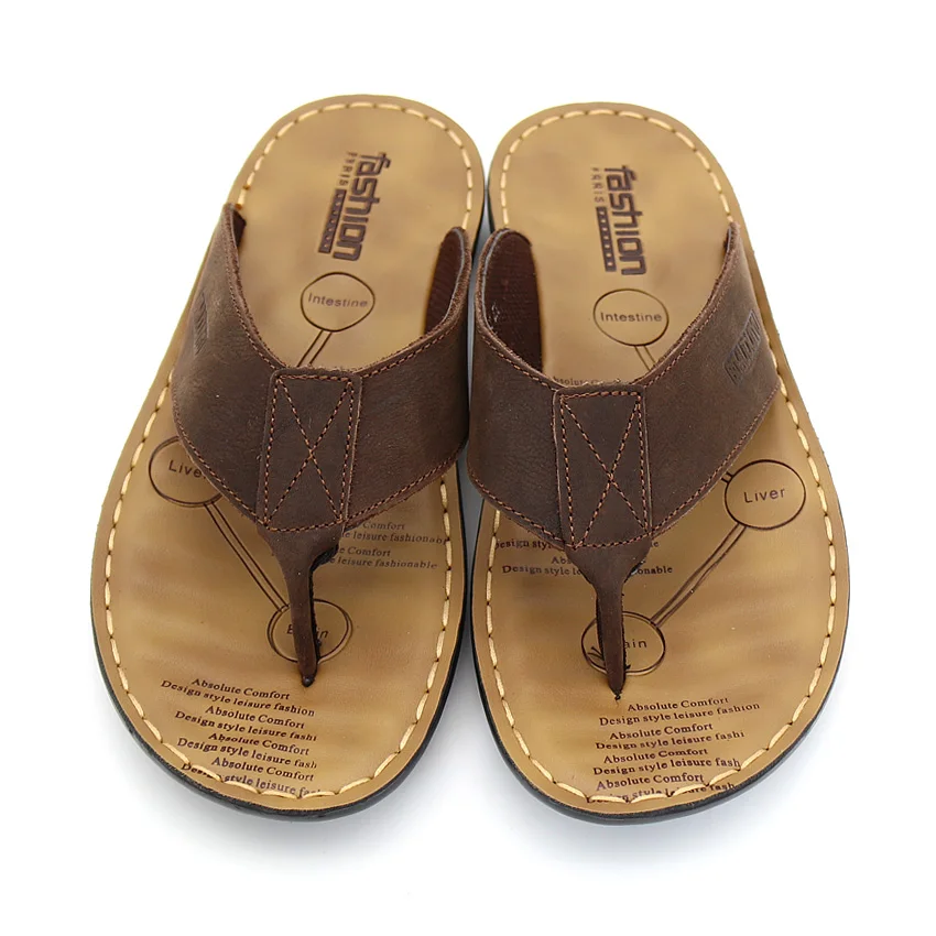 BIMUDUIYU мужские шлепанцы повседневная мужская обувь из натуральной кожи летние